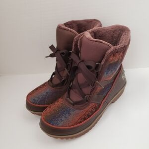 NWOT Sorel Tivoli II Tobacco Aztec Print Waterproof Suede Winter Boots Size 7